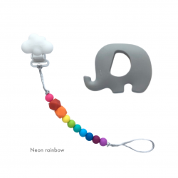 Teether Joy Neon Rainbow (Grey Elephant)