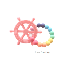 Teether Joy Pastel Duo Ring (Pink Sailor Wheel)