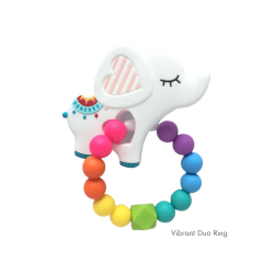 Teether Joy Vibrant Duo Ring (White Elephant)