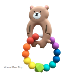 Teether Joy Vibrant Duo Ring (Brown Bear)