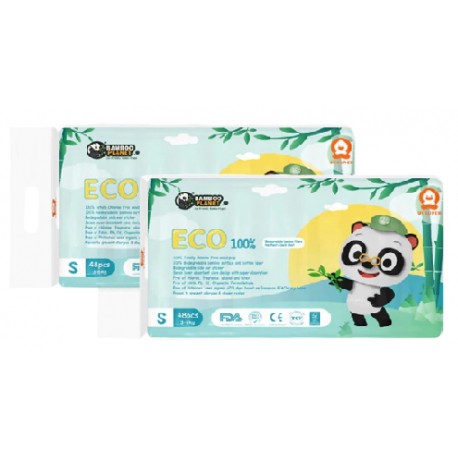 Besuper Premiun Baby Organic Diaper Bamboo Planet 100% Biodegradable Baby Diaper Tape S Size 48PCS X 3 PACKS