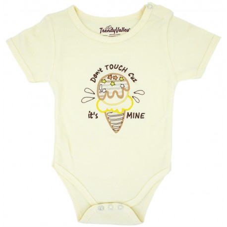 Trendyvalley PREMIUM Organic Cotton Rompers Short Sleeve Baby Shirt (Ice Cream)