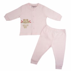 TRENDYVALLEY ORGANIC COTTON LONG SLEEVE BABY SHIRT AND PANTS (ROCK A BYE PINK)