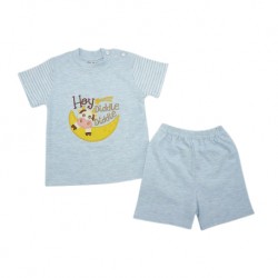 Trendyvalley Organic Cotton Short Sleeve Baby Shirt And Pants (Hey Diddle Blue)