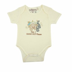 Trendyvalley Organic Cotton Romper Short Sleeve Baby Shirt (Hang Out Bear)