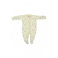 Trendyvalley x Kroderiee Organic Bamboo One Piece Suit Romper With Hands and Feet Covered (Toy Bear)
