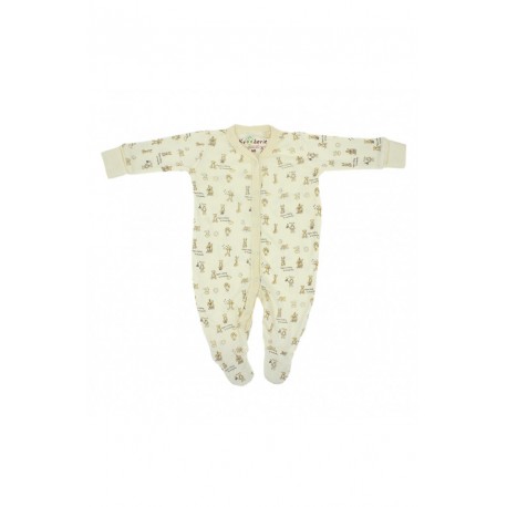 Trendyvalley x Kroderiee Organic Bamboo One Piece Suit Romper With Hands and Feet Covered (Toy Bear)
