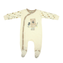 Trendyvalley Organic Cotton One Piece Suit Romper with Hands and Feet Covered (Brown Bear)