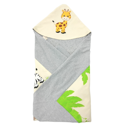 Trendyvalley Organic Cotton Baby Wrapper Baby Blanket Funky Safari (Grey)