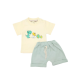 Trendyvalley 3M- 3Y Gelvano Organic Cotton Outing Wear Short Sleeve Short Pants Dino Jiji and Baby (Green)