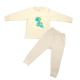 Trendyvalley 6M-3Y Organic Cotton Pyjamas Long Sleeve and Long Pants SleepWear Dino Ziion (Brown)