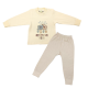 Trendyvalley 4-10Y Organic Cotton Long Sleeve and Long Pant Sleep Wear Let it Snow Bear (Brown)