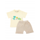 Trendyvalley 4-10Y Gelvano Organic Cotton Outing Wear Short Sleeve Short Pants Dino Jiji and Baby (Brown)