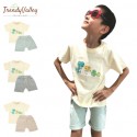 Trendyvalley 4-10Y Gelvano Organic Cotton Outing Wear Short Sleeve Short Pants Dino Jiji and Baby (Brown)