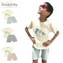 Trendyvalley 3M-3Y Gelvano Organic Cotton Outing Wear Short Sleeve Short Pants Dino Jiji and Baby (Brown)