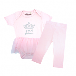 Trendyvalley Organic Cotton Baby Girl Romper With Long Pant (I Am A Princess)