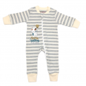 TRENDYVALLEY ORGANIC COTTON BABY ZIP ONE PIECE SLEEP BAG WITH HANDS AND FEET COVERED (GREY STRIPE BEAR)