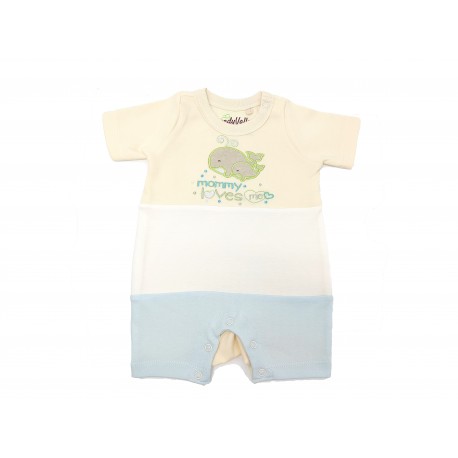 Trendyvalley Organic Cotton Short Sleeve Pants Baby Romper (Whale/Blue)