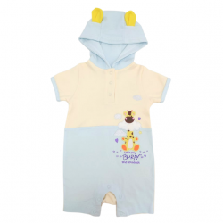 Trendyvalley Organic Cotton Short Sleeve Short Pant Baby Romper With Hat Giraffe(Blue)
