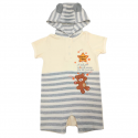 Trendyvalley Organic Cotton Short Sleeve Short Pant Baby Romper With Hat Bear (Grey Stripe)