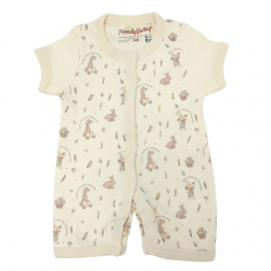 Trendyvalley Organic Cotton Short Sleeve Short Pant Baby Romper Printed Design (Hare)