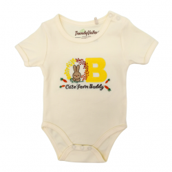 Trendyvalley Organic Cotton Short Sleeve Baby Romper (Bunny Cream)