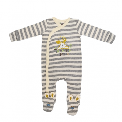 Trendyvalley Organic Cotton Long Sleeve Long Pant With Covered Feet Baby Romper （Rabbit Limited)