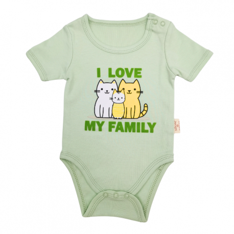 Trendyvalley Organic Cotton Short Sleeve Baby Romper （ I Love My Family )