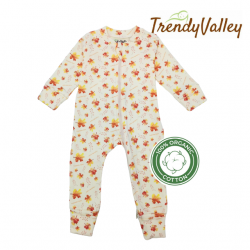 Trendyvalley Organic Cotton Long Sleeve Zip Romper (Autumnal Foliage)