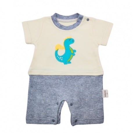 Trendyvalley Organic Cotton Short Sleeve Short Pant Baby Romper (Dinosaur)