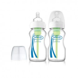 Dr Brown Options Glass Wide Neck Baby Bottle (270ml/9oz) - 2Pcs