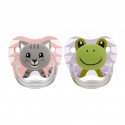 Dr Brown's Prevent Printed Shield Pacifier - Stage 1 (0-6M) Girl Animal Faces (Pink) - 2 Pack