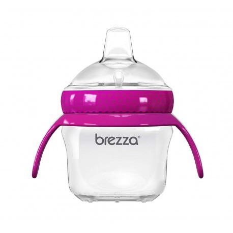 Baby Brezza BPA Free 5oz Transition Sippy Cup with Handles for Infant and Toddlers (Pink)