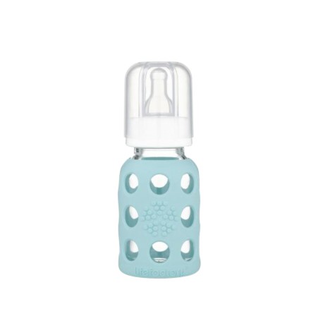 Lifefactory 4oz (120ml) Glass Baby Bottle with Protective Silicone Sleeve (Mint)