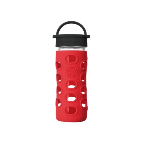 Lifefactory 12oz Glass Water Bottle with Silicone Sleeve (Apple Red)