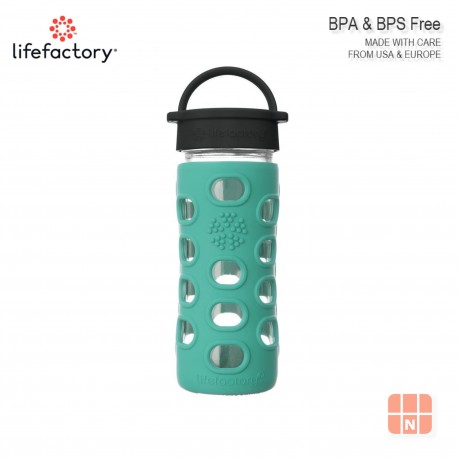 Lifefactory 12oz Glass Water Bottle with Silicone Sleeve (Kale)