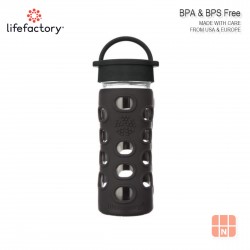 Lifefactory 12oz Glass Water Bottle with Silicone Sleeve (Onyx Black)