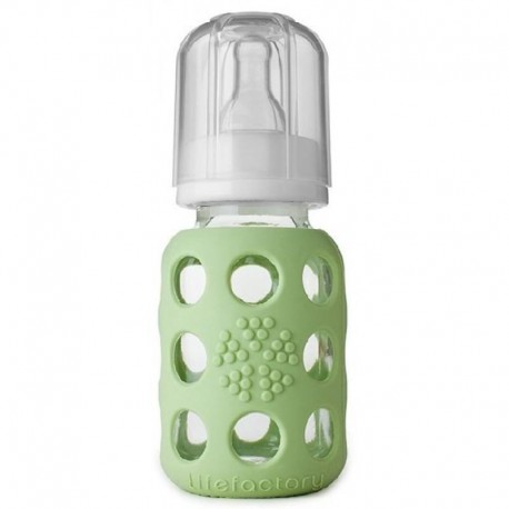 Lifefactory 4oz (120ml) Glass Baby Bottle with Protective Silicone Sleeve