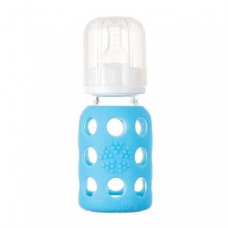 Lifefactory 4oz (120ml) Glass Baby Bottle with Protective Silicone Sleeve