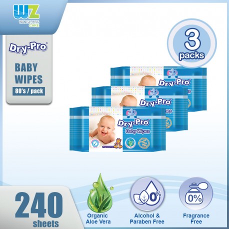  Drypro Baby Wipes 80's (3 Packs)