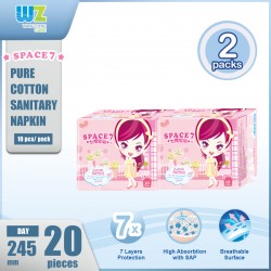  Space7 Pure Cotton 245mm Day-Use Sanitary Napkin 10pcs (2 Packs)