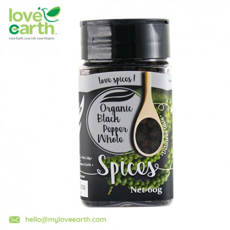 Love Earth Organic Black Pepper Whole 60g