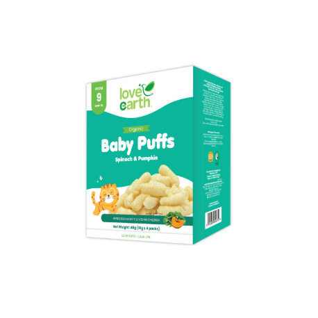 Organic Baby Puffs Spinach & Pumpkin 10g x 4