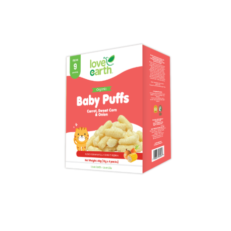 Organic Baby Puffs Carrot, Tomato & Onion 10g x 4