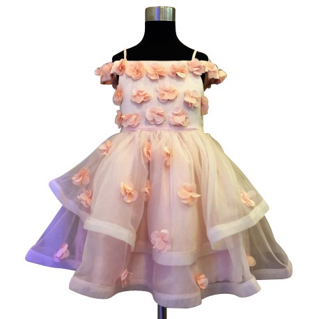 Wonder Tots - Party Dress 4-12y (Peach/Floral)