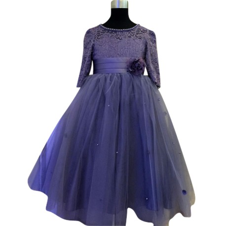 Wonder Tots - Party Dress 4-12y Long (Purple)