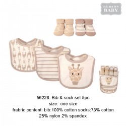 Hudson Baby Droller Bib and Socks Set - Giraffe (5pcs)