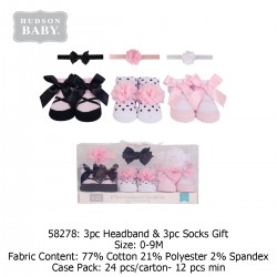 Hudson Baby Giftset 3pc Headband & 3pc Socks - 58278