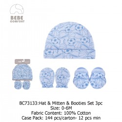 Luvable Friends Bebe Comfort Cap & Scratch Mitten 3pc set - BC73133