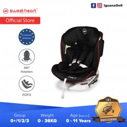 Sweet Heart Paris Group 0/1/2/3 CSQ5 PLUS ISOFIX Car Seat 360 SWIVEL Rotation ECE R44/04 Certified (Sport Black)